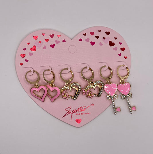 Pink heart earrings