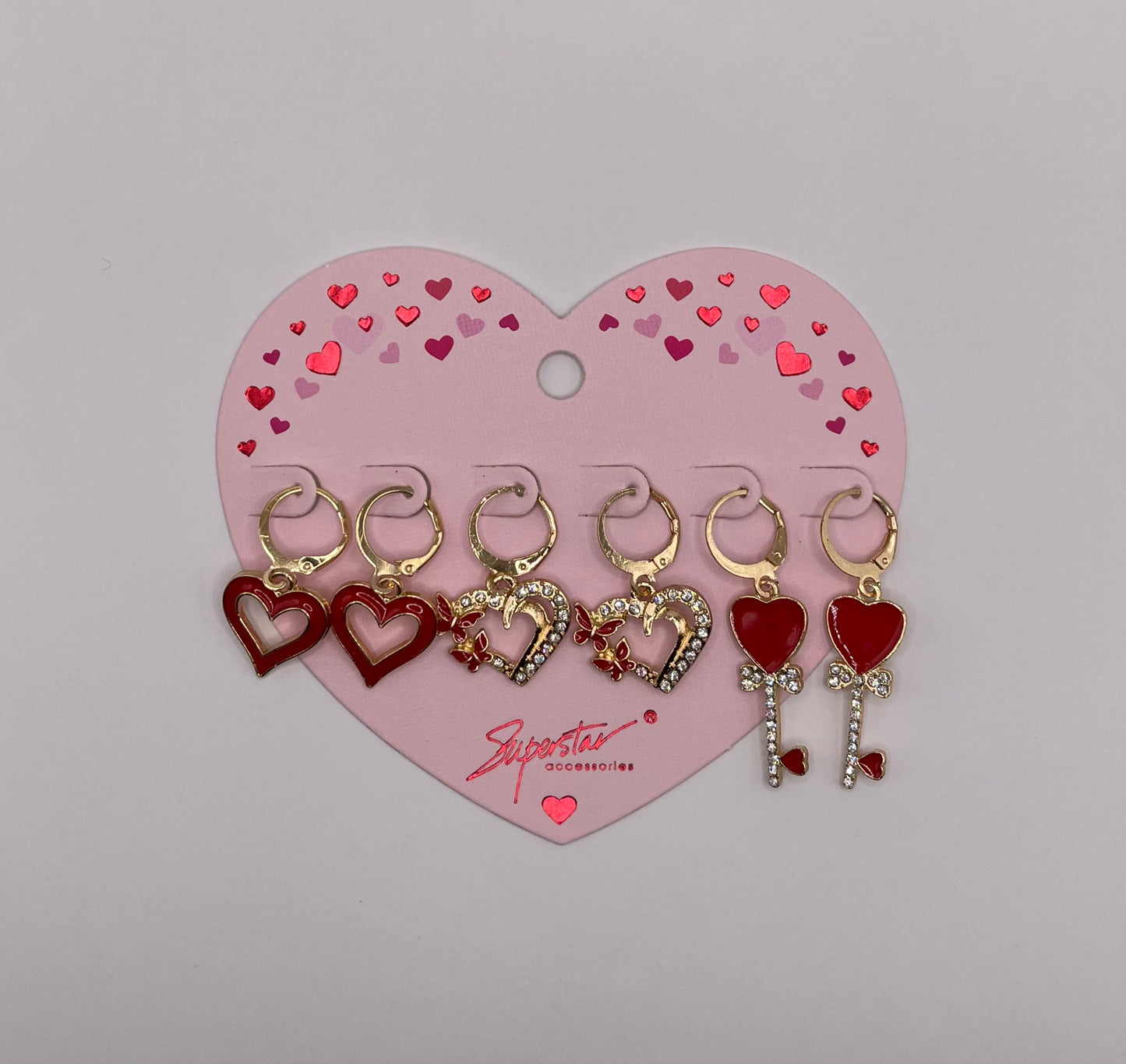 Red heart earrings