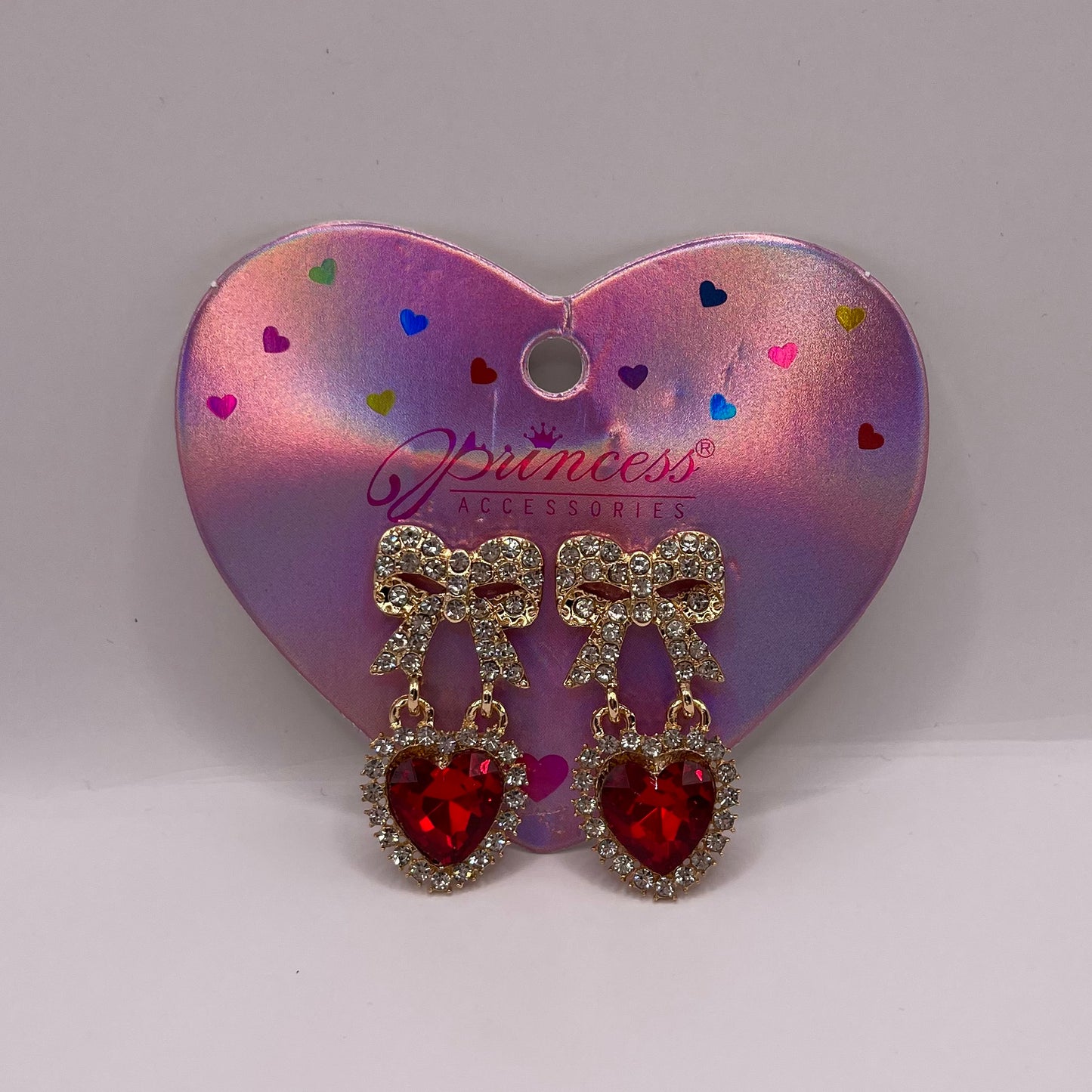 Bow with Heart earrings (red)