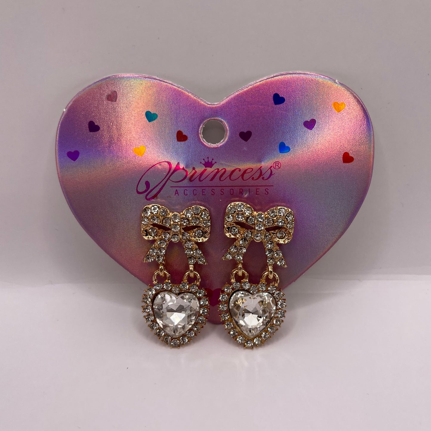 Bow with Heart earrings (white)